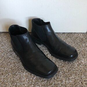 Nunn Bush Black Leather Square Toe Men's Ankle Boots Size 9.5